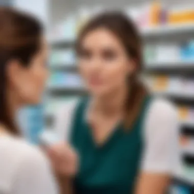 A parent examining skincare products in a store