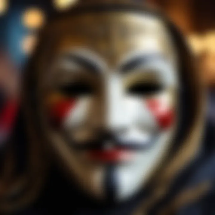 Anonymous mask showcased at a cultural event