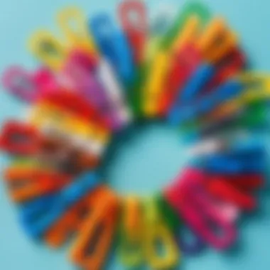 Colorful clips arranged creatively