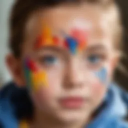 Vibrant watercolor face paint applied on a child's face