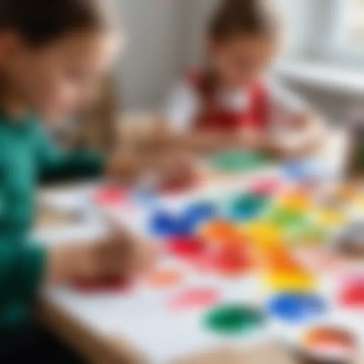 Children engaging in a creative activity using gouache paints