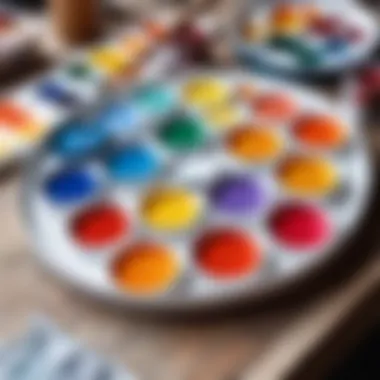 Aesthetic Arrangement of Gouache Colors Vibrant hues of gouache paints arranged aesthetically on a palette