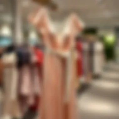 Elegant graduation dress hanging on a boutique rack