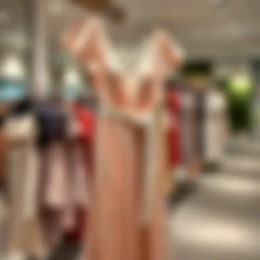 Elegant graduation dress hanging on a boutique rack