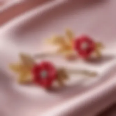 Elegant hairpins displayed on a soft fabric