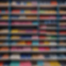 Colorful children's footwear displayed in a store