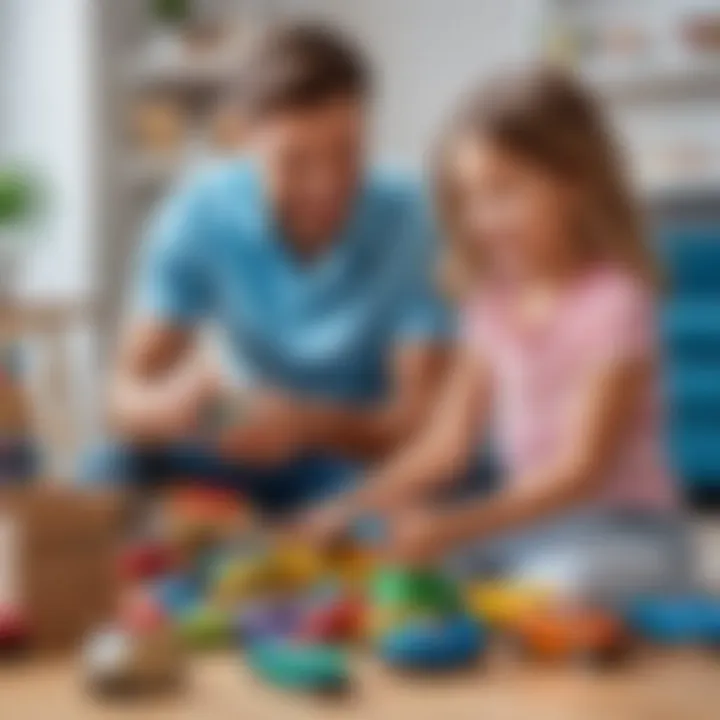 Parent and child choosing toys together