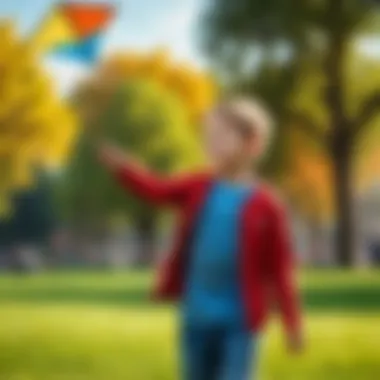 Children flying kites in a park