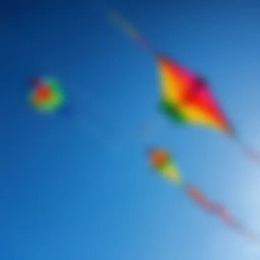 Colorful kites soaring in a clear blue sky