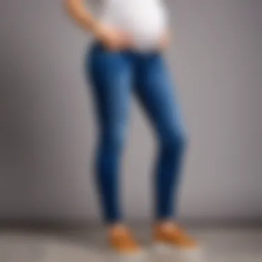 Comfortable Fit of Maternity Jeans Comfortable fit of maternity jeans on a model