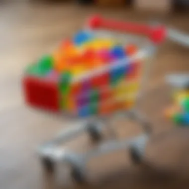 Shopping cart filled with orbeez packages