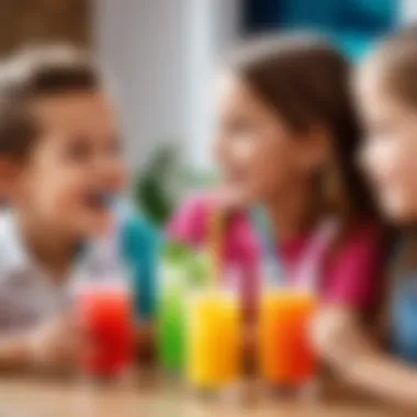 Children Enjoying Oxygen Cocktails Children enjoying a vibrant oxygen cocktail together