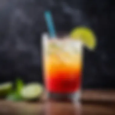 Refreshing Oxygen Cocktail A refreshing oxygen cocktail in a glass, showcasing its vibrant color
