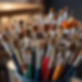 A variety of artistic brushes displayed artistically