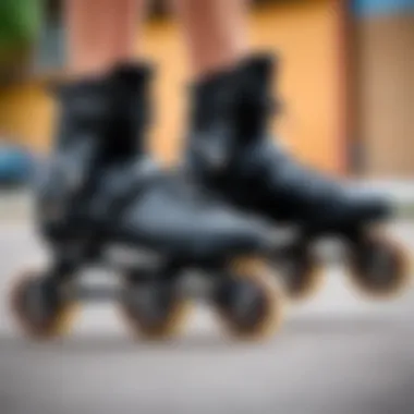 Examining Quality Features of Rollerblades Close-up of rollerblade quality features