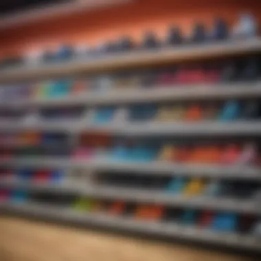 A vibrant display of rollerblades in a shop