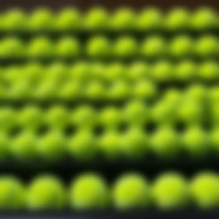 A retail store display featuring tennis balls for sale