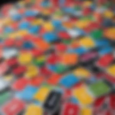 Colorful Uno cards spread out on a table