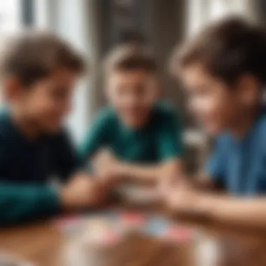 A group of children playing Uno together