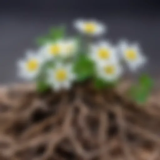 Close-up of potent white cinquefoil roots showcasing their natural texture