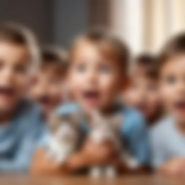 A group of children watching the cartoon with expressions of joy and curiosity.