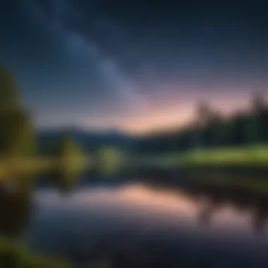 Serene nighttime landscape with stars and moon