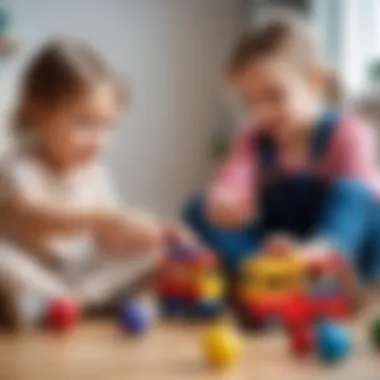 Group of children playing together with various toys