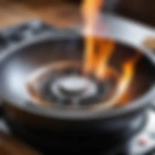 Close-up of a Wok burner showcasing its unique design and features