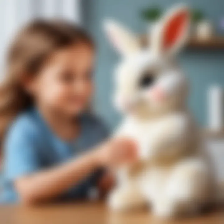 A child interacting joyfully with the AliLo Bunny.